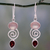 Garnet and rose quartz dangle earrings, 'Romantic Journey' - Silver Dangle Earrings with Rose Quartz and Garnet Stones thumbail