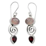 Curated gift set, 'Love Tale' - Curated Gift Set with Silver and Garnet Earrings & Necklace
