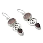 Curated gift set, 'Love Tale' - Curated Gift Set with Silver and Garnet Earrings & Necklace