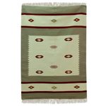 Wool dhurrie rug, 'Desert Delight' (4x6) - Brown and Beige 4 x 6 Area Rug Handwoven from Wool