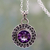 Amethyst pendant necklace, 'Maharashtra Princess' - Ornate Sterling Silver Pendant Necklace Set with Six Carat F thumbail