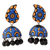 Ceramic dangle earrings, 'Blue Paisley' - Handmade Ceramic Dangle Earrings in Blue and Orange (image 2a) thumbail