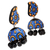 Ceramic dangle earrings, 'Blue Paisley' - Handmade Ceramic Dangle Earrings in Blue and Orange