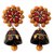 Ceramic dangle earrings, 'Palace Nights' - Colorful Ceramic Dangle Style Earrings with Silver Posts (image 2a) thumbail