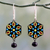 Ceramic dangle earrings, 'Mughal Midnight' - Handmade Black and Multicolor Ceramic Dangle Earrings