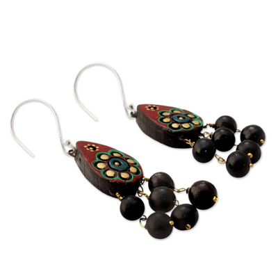 Kronleuchter-Ohrringe aus Keramik - Fair-Trade-Keramikohrringe an Haken aus Sterlingsilber
