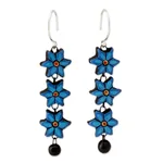 Ceramic dangle earrings, 'Daffodils' - Long Floral Dangle Earrings Handmade from Ceramic