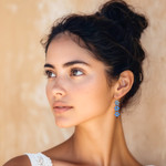 Ceramic dangle earrings, 'Daffodils' - Long Floral Dangle Earrings Handmade from Ceramic