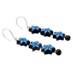 Ceramic dangle earrings, 'Daffodils' - Long Floral Dangle Earrings Handmade from Ceramic