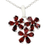 Garnet pendant necklace, 'Bouquet of Passion' - Garnet Flower Pendant Necklace in Rhodium Plated Silver thumbail