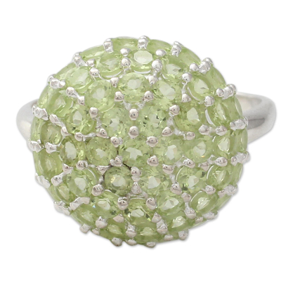Peridot cluster ring, 'Viburnum' - Cocktail Ring with Cluster Set Peridot and Sterling Silver