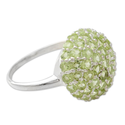 Peridot cluster ring, 'Viburnum' - Cocktail Ring with Cluster Set Peridot and Sterling Silver