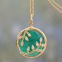 Vermeil pendant necklace, 'Dewdrop Nature'