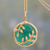 Vermeil pendant necklace, 'Dewdrop Nature' - Indian Gold Vermeil Necklace with Onyx and Cubic Zirconia thumbail