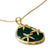 Gold vermeil onyx pendant necklace, 'Green Floral Kiss' - Green Onyx and Cubic Zirconia Gold Vermeil Necklace