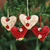 Wool felt ornaments, 'Joyful Hearts' (set of 4) - Handcrafted Felt Heart Ornaments in Red and Ivory (Set of 4) (image 2) thumbail