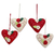 Wool felt ornaments, 'Joyful Hearts' (set of 4) - Handcrafted Felt Heart Ornaments in Red and Ivory (Set of 4) thumbail