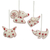 Wool felt ornaments, 'Unity' (set of 4) - Ivory and Red Wool Felt Animal Ornaments (Set of 4)