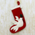 Media navideña de fieltro de lana - Media navideña roja con temática de paz y motivo de paloma