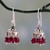 Garnet dangle earrings, 'Traditional Grace' - Jhumki Style Earrings with Sterling Silver and Garnets thumbail