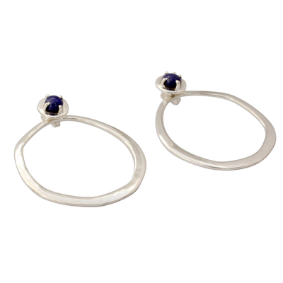 Lapis lazuli drop earrings, 'Singularity' - Drop Earrings in Sterling Silver with Lapis Lazuli Stones
