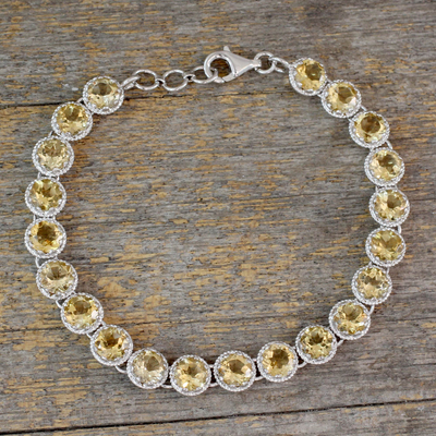 Citrine tennis bracelet, 'Golden Enchantment' - Tennis Bracelet Set with 21 Carats of Citrine Gemstones