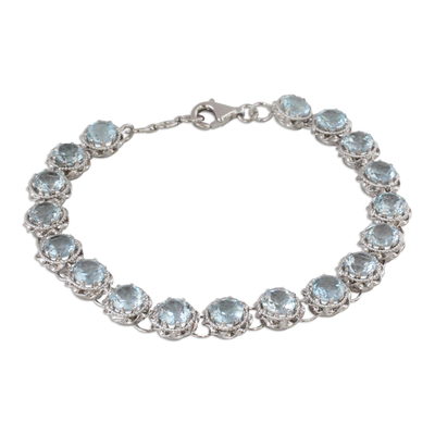 Blue topaz tennis bracelet, 'Celestial Enchantment' - Tennis Bracelet with Blue Topaz Set in Sterling Silver