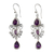 Amethyst dangle earrings, 'Enchanted Princess' - Amethyst Birthstone Dangle Earrings in Sterling Silver