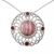 Rhodochrosite and garnet pendant necklace, 'Pink Web' - Sterling Silver Pendant Necklace with Rhodochrosite (image 2b) thumbail