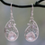Rose quartz and rainbow moonstone dangle earrings, 'Festive Paisley' - Paisley Shaped Silver Earrings with Rose Quartz Gems thumbail