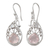 Rose quartz and rainbow moonstone dangle earrings, 'Festive Paisley' - Paisley Shaped Silver Earrings with Rose Quartz Gems (image 2a) thumbail