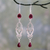 Ruby and garnet dangle earrings, 'Mughal Mystery' - Long Ruby and Garnet Earrings in Sterling Silver from India