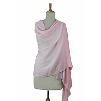Wool blend shawl, 'Pink Diamonds' - Women's Pink Wool and Viscose Blend Woven Shawl