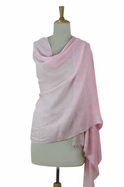 Mantón de mezcla de lana - Chal tejido en mezcla de lana y viscosa de mujer de color rosa