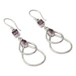 Amethyst dangle earrings, 'Purple Ice' - Contemporary Sterling Silver Earrings with Amethysts