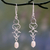 Cultured pearl dangle earrings, 'Sublime Trellis' - Polished Sterling Silver Dangle Earring with Cultured Pearls thumbail