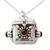 Garnet prayer box pendant necklace, 'Royal Prayer' - Artisan Crafted Prayer Box Necklace in Silver with Garnet (image 2a) thumbail