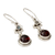Garnet and rainbow moonstone dangle earrings, 'Misty Moon' - Garnet and Rainbow Moonstone Earrings Set in 925 Silver (image 2b) thumbail