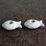 Soapstone candleholders, 'Aquatic Charm' (pair) - Artisan Crafted Carved Soapstone Fish Candle Holders (Pair)