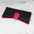 Upcycled rubber and cotton clutch handbag, 'Fuchsia Pop' - Eco Friendly Indian Clutch Handbag in Black and Hot Pink thumbail
