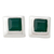 Green onyx stud earrings, 'Contemporary Squared' - Enhanced Green Onyx Stud Earrings in 925 Silver
