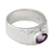 anillo de amatista - Anillo de banda de plata esterlina pulida con amatista de 1,5 quilates