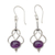 Amethyst dangle earrings, 'Wisdom Path' - Dangle Earrings with Amethyst Cabochons in Sterling Silver (image 2a) thumbail