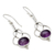 Amethyst dangle earrings, 'Wisdom Path' - Dangle Earrings with Amethyst Cabochons in Sterling Silver (image 2b) thumbail