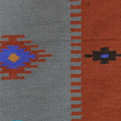 Alfombra de lana, (4x6) - Alfombra geométrica de lana rectangular de coral indio tejida a mano (4x6)