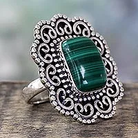 Featured review for Malachite cocktail ring, Modern Mughal Medallion