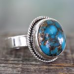 Sterling silver cocktail ring, 'Blue Sky in Jaipur' - Silver Silver and Blue Composite Turquoise Ring from India