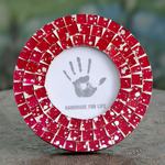 Glass mosaic photo frame, 'Red Ruby' (4x4) - Handcrafted Round Red Mosaic Picture Frame (4 x 4)