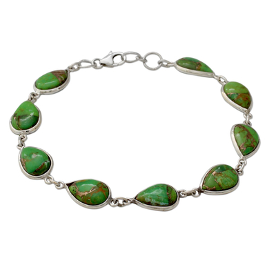 Tennisarmband aus Sterlingsilber - Armband aus 925er Silber, gefertigt aus grünem Verbundtürkis