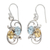 Blue topaz and citrine dangle earrings, 'Sun and Sky' - Blue Topaz and Citrine Dangle Earrings with Leaf Motif thumbail